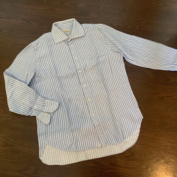 "Bernardo" men's long sleeves woven striped shirt - Picture 1 of 8